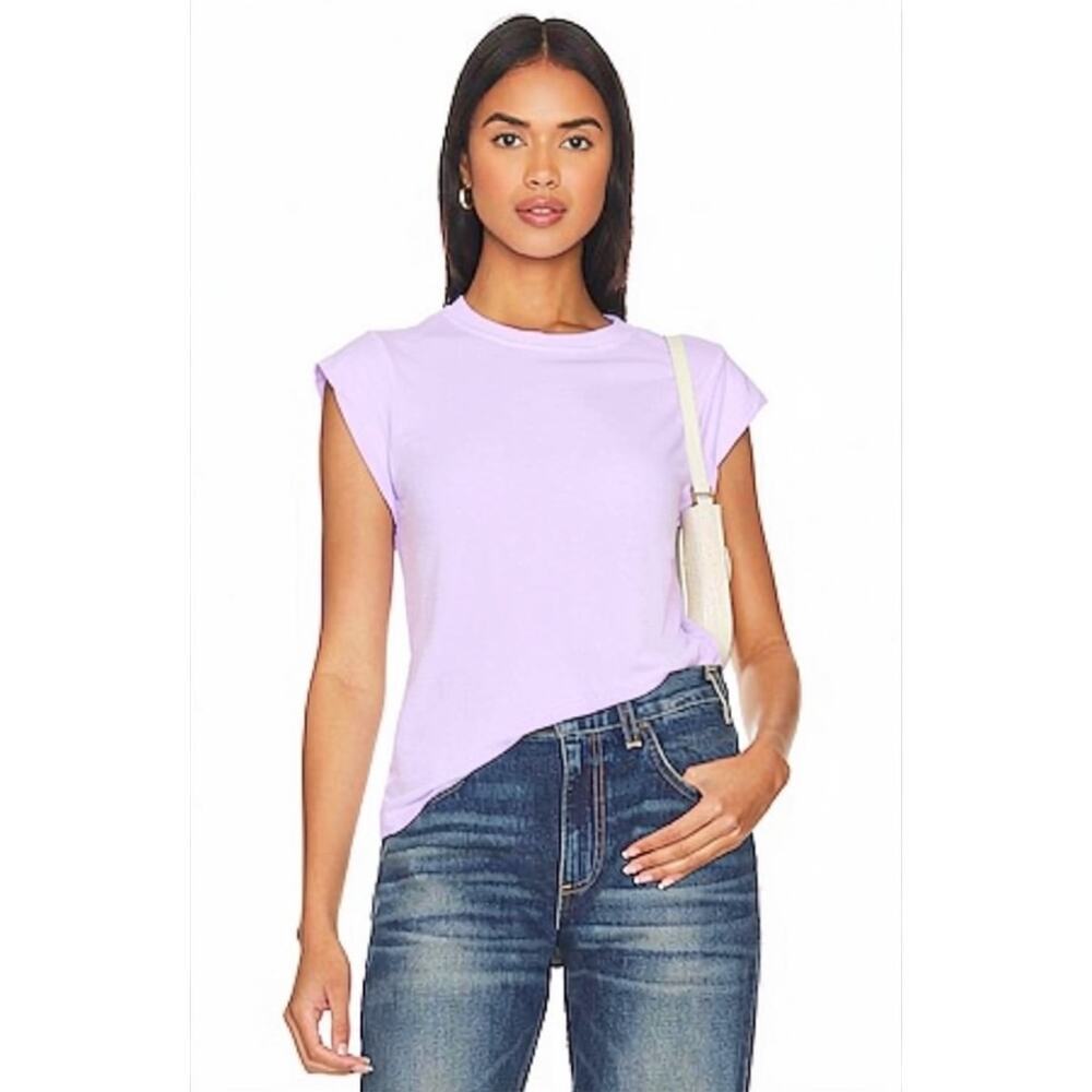 Michael Stars Joey Power Shoulder Tee Amethyst XS NWT Cotton Top
